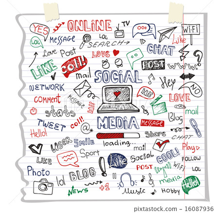 Social Media Word and Icon Cloud.Doodle sketchy Notepaper Social Media Word and Icon Cloud.Doodle sketchy Notepaper 16087936
