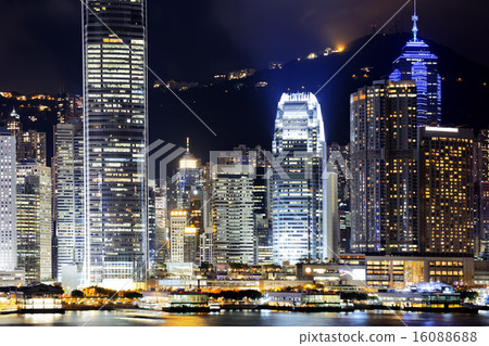 hong kong office buildings at night 16088688