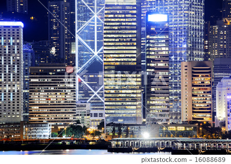 hong kong office buildings at night 16088689