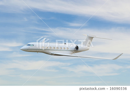 Private jet airplane flying in sky 16090336
