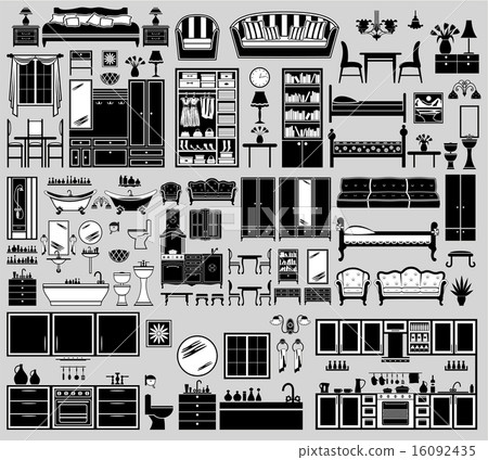 Set of the furniture icons. vector 16092435