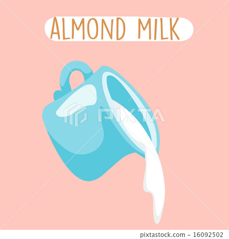 fresh almond milk in blue jug vector 16092502