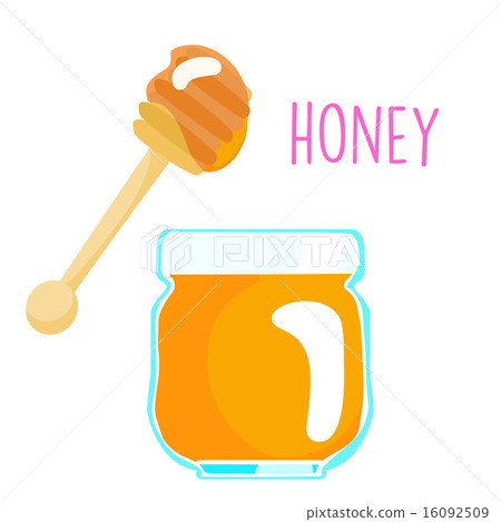 organic sweet honey in glass bottle vector 16092509