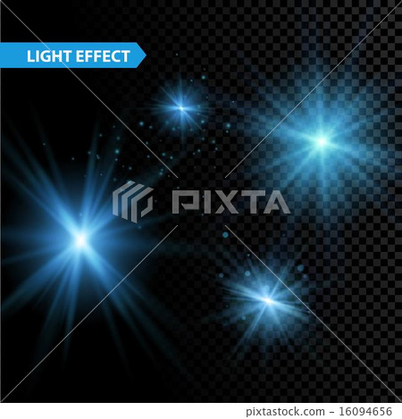 Set of  glowing light effect stars bursts with sparkles on transparent background. Vector 16094656