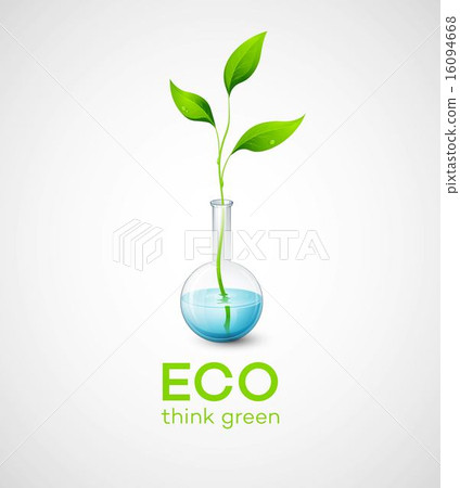 Twig in the flask. Vector illustration of ecological. 16094668