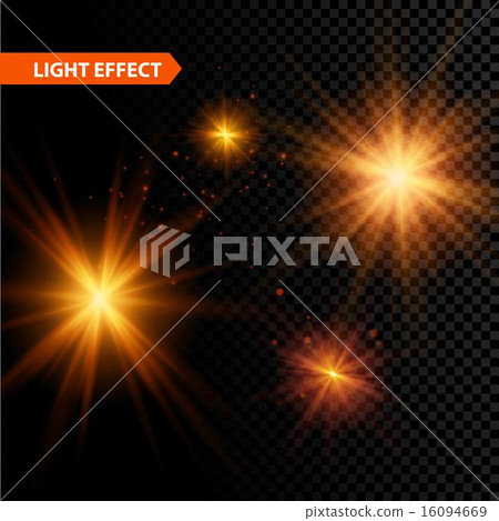 Set of  glowing light effect stars bursts with sparkles on transparent background. Vector 16094669