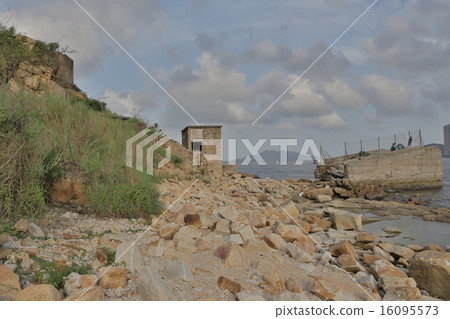 the people is fishing on the ruins Lei Yuen Mun. 16095573