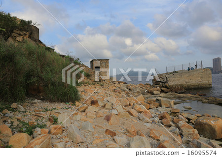 the people is fishing on the ruins Lei Yuen Mun. 16095574