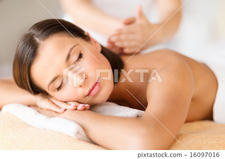 beautiful woman in spa salon getting massage 16097016