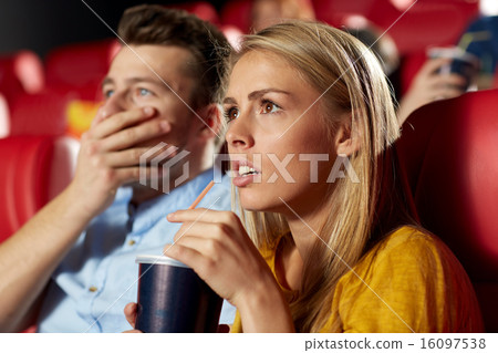 friends watching horror movie in theater friends watching horror movie in theater 16097538