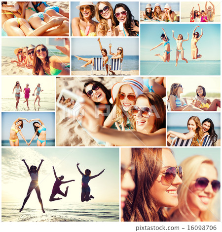 girls having fun on the beach girls having fun on the beach 16098706