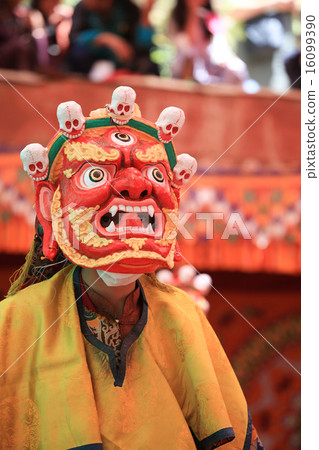 Ladakh, India-July 29, 2012 - An unidentified buddhist monk dancing during a festival at Dak Thok Monastery Ladakh, India-July 29, 2012 - An unidentified buddhist monk dancing during a festival at Dak Thok Monastery 16099390