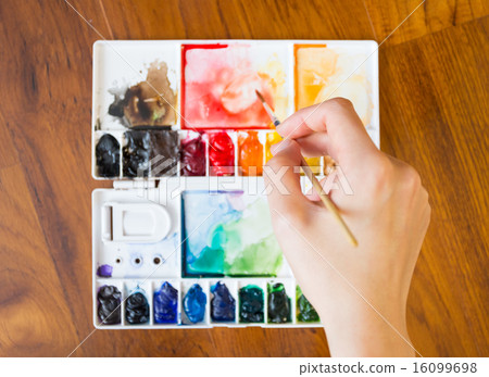 Paintbrush and paint palette Paintbrush and paint palette 16099698
