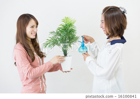 Two women with flower pots Two women with flower pots 16100841