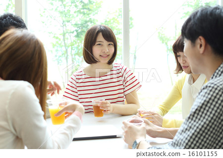 College students talking at a cafe College students talking at a cafe 16101155