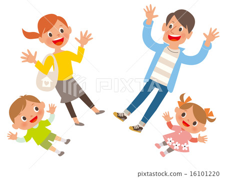 Four pop families holding hands Four pop families holding hands 16101220