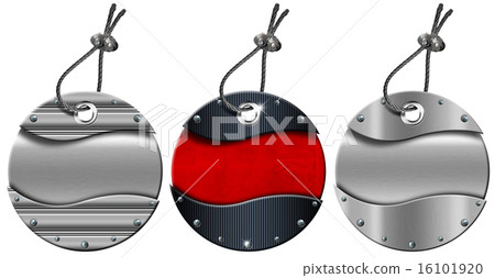Set of Grunge Circular Metal Tags - 3 items Set of Grunge Circular Metal Tags - 3 items 16101920