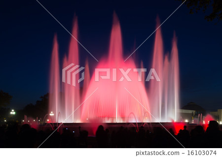colorful fountain Montjuic show in Barcelona colorful fountain Montjuic show in Barcelona 16103074