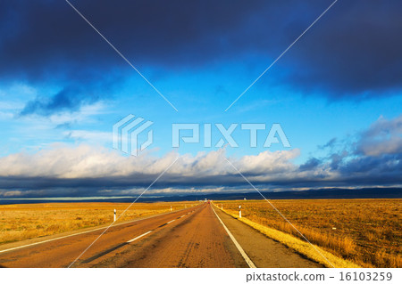 European road among fields 16103259
