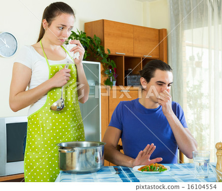 Girl serving lunch her man Girl serving lunch her man 16104554