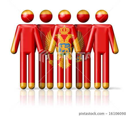Flag of Montenegro on stick figure Flag of Montenegro on stick figure 16106098