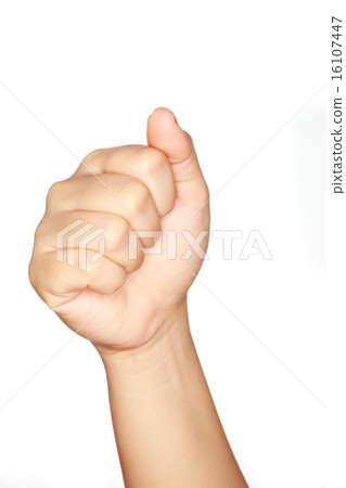 Adult hand doing action on white background Adult hand doing action on white background 16107447