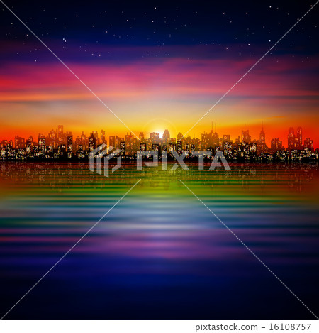 abstract background with silhouette of city 16108757