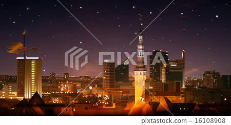 abstract nature background sunset and cityscape 16108908