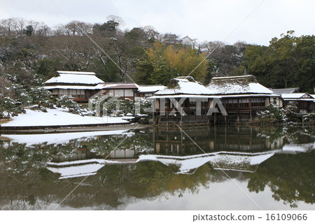 "Snow Scenery at Genkyuen Garden" in Hikone City, Shiga Prefecture "Snow Scenery at Genkyuen Garden" in Hikone City, Shiga Prefecture 16109066
