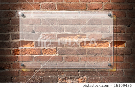 Glass Plate on Brick Wall Background 16109486
