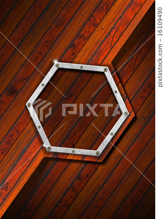 Wooden Background With Metal Frame 16109490