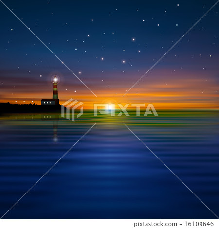 abstract background with silhouette of lighthouse 16109646