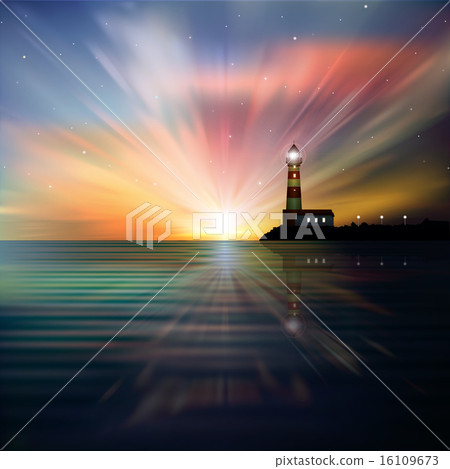 abstract background with silhouette of lighthouse 16109673