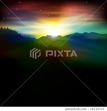 abstract background with sunrise and mountains abstract background with sunrise and mountains 16110125