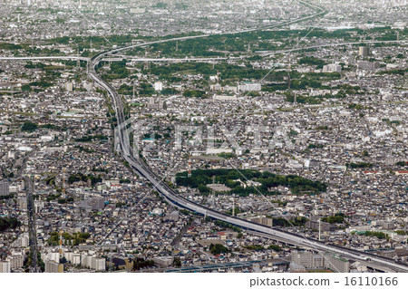 Aerial view of Kawaguchi junction where Tokyo's outer ring road and the capital high speed intersect 16110166