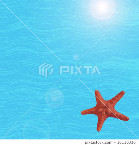 Sea waves blue background with a red starfish design template Sea waves blue background with a red starfish design template 16110336