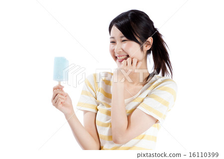 Woman eating ice smile Woman eating ice smile 16110399