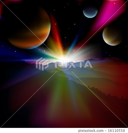 abstract background with sunrise and stars sky abstract background with sunrise and stars sky 16110558