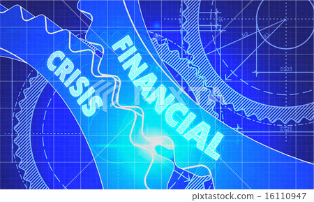 Financial Crisis on the Cogwheels. Blueprint Style. 16110947