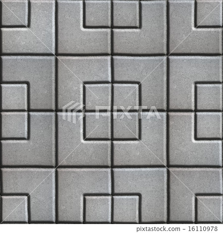 Concrete Slabs Paving Gray in the Form Square of Different Geometric Shapes. 16110978