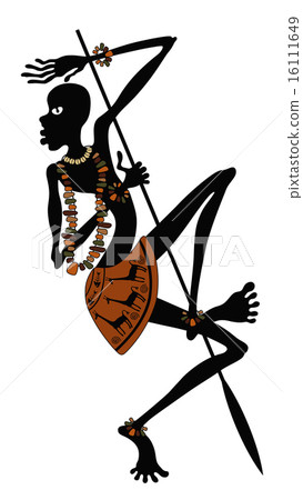 African warrior with spear in dance African warrior with spear in dance 16111649