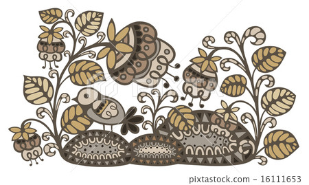 Floral background with bird 16111653