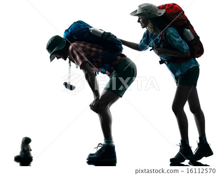 couple trekker trekking discoreving animals nature silhouette couple trekker trekking discoreving animals nature silhouette 16112570