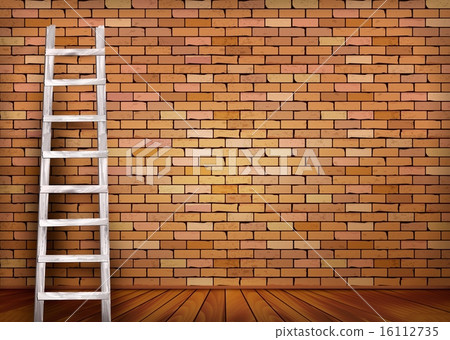 Vintage brick wall background with wooden ladder. Vintage brick wall background with wooden ladder. 16112735