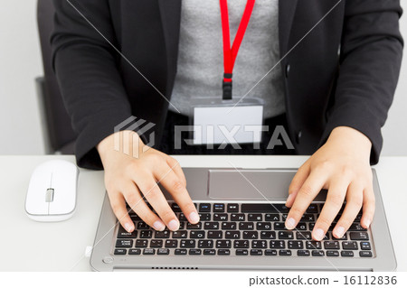 Business image PC and hand woman 16112836