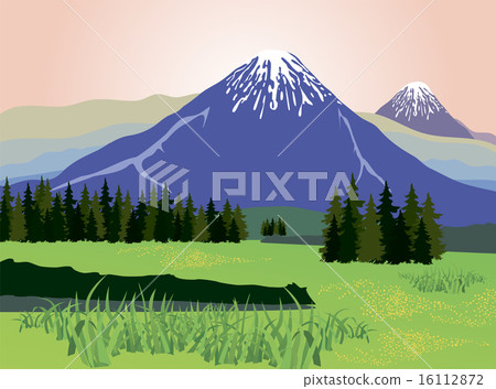 Beauty landscape with mountain background - Stock Illustration ...