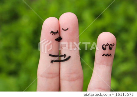 Finger art of a Happy couple. girl is jealous Finger art of a Happy couple. girl is jealous 16113575