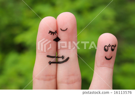 Finger art of a Happy couple.  other girl rejoices 16113576