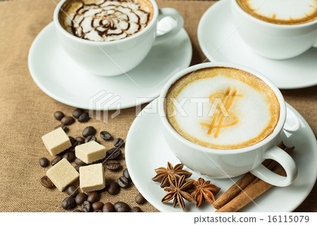 Latte Coffee art on the wooden desk. Latte Coffee art on the wooden desk. 16115079