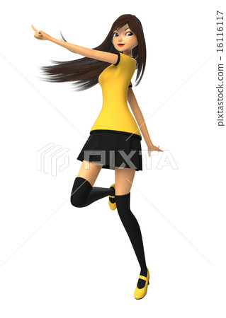 Pointing female 3D-CG 16116117